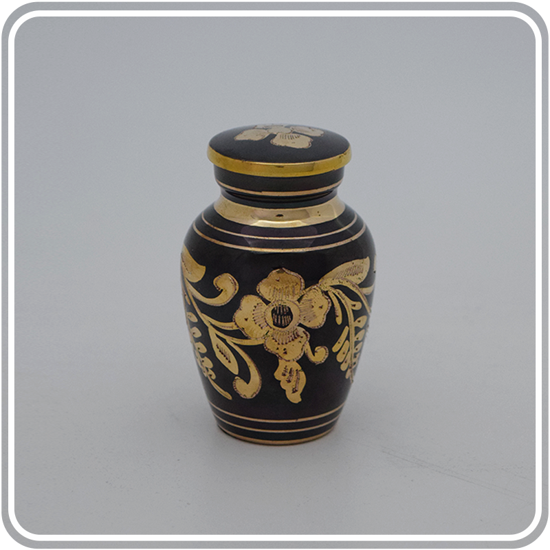 Keepsake Urn [Black and Gold Ornate – Floral]